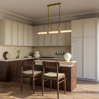 BOWER 1232mm Linear Alabaster Pendant Light – Brass