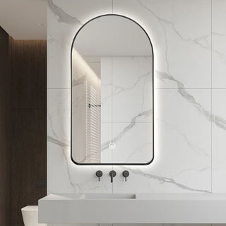 130x70cm Arched Black Bevel Frame Backlit LED Mirror