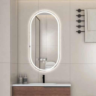 Oval LED Mirror Frameless Frosted Bathroom Mirror with Defogger & Dimmable 30mm LED Strip 100cm x 50cm