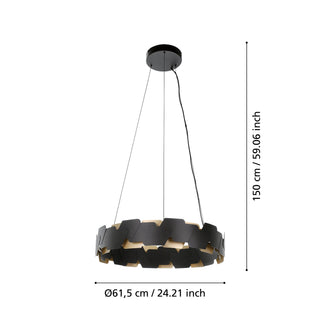 ALTAGRACIA Round Pendant showing 615mm diameter and 1500mm height