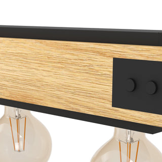 LAYHAM 5 Light Timber Pendant – Rustic Brown & Black