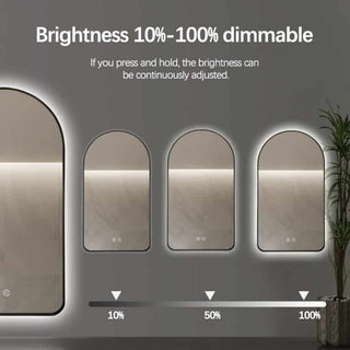 130x70cm Arched Black Bevel Frame Backlit LED Mirror