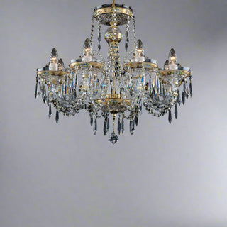 Bohemian Gilded Crystal 8 Light Chandelier