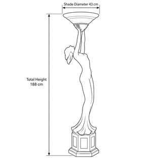 Upstretched Lady Floor Lamp drawing showing total height 188cm and shade diameter 43cm.