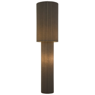 Alcona Floor Lamp in green khaki fabric finish, ribbed textured design with soft ambient glow.