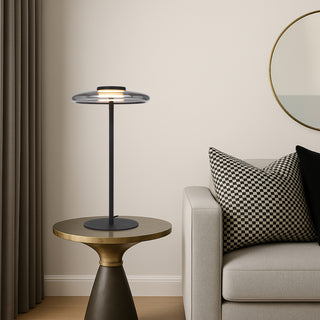 Amity 25 cm LED Table Lamp – Modern Adjustable Glass Disc Design