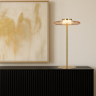 Amity 25 cm LED Table Lamp – Modern Adjustable Glass Disc Design