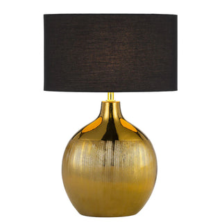 Ancora ceramic table lamp black and gold finish with black fabric shade