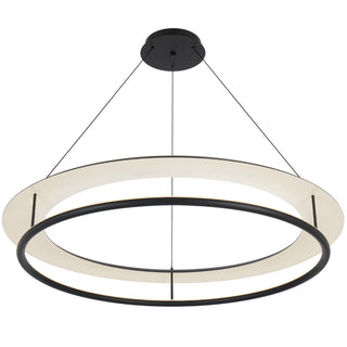 Modern chandelier with two circular designs on a white background