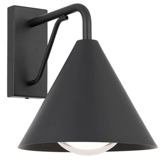 Telbix Ashford exterior wall light in black with modern conical aluminium shade