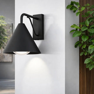 Telbix Ashford black exterior wall light illuminating a modern outdoor entryway