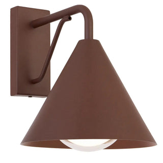 Telbix Ashford exterior wall light in rust finish with conical aluminium shade