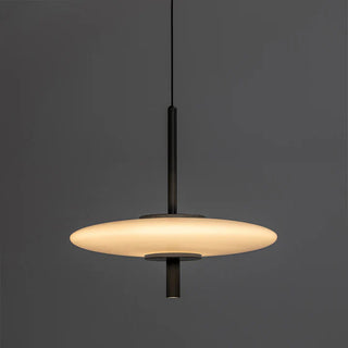 UFO Pendant Light illuminated – warm ambient glow against dark background