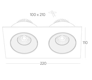 Indirect B110S Twin Rectangular Adjustable LED Downlight  - 16w/20w/30w/40w from Davoluce Lighting