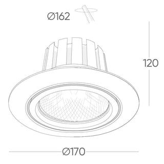 Indirect B502 Ø170mm Adjustable Commercial 20w/28w/33w LED Downlight from Davoluce Lighting