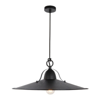 Black pendant light on a white background