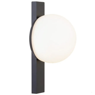 Bernay exterior LED wall light in Black with illuminated opal spherical diffuser by Telbix