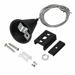Black Track suspension kit with stainless steel cable and complete mounting hardware.