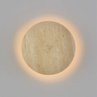 Casar travertine LED wall light beige half dome design with warm 3000K backlit glow