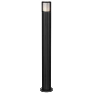 Telbix Cashel Exterior Bollard Light in Black finish with architectural slatted design