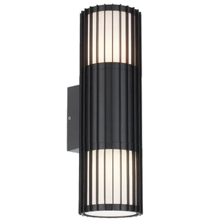 Telbix Cashel Twin Exterior Wall Light in Black finish with architectural slatted aluminium design