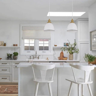 CLA CEREMA: Interior White with Antique Brass & Black Highlight Ellipse Pendant Light