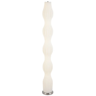 Telbix Cholla Floor Lamp nickel and white sculptural wave design with ribbed diffuser 155cm