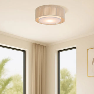 Textured Fabric Ceiling Light | Soft Ambient Glow | Coastal Style Lighting by Telbix | Natural Rope Finish