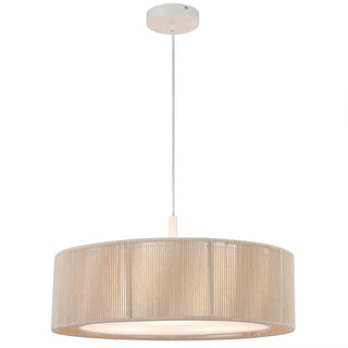 Textured natural rope shade with frosted white diffuser – CUSCO 50 Pendant by Telbix