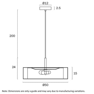 CUSCO 50 Pendant – technical dimensions and mounting diagram