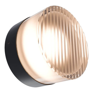 Modern wall light fixture with a metallic finish on a white background