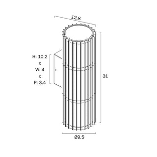 Architectural outdoor wall light with vertical slatted design and IP65 weatherproof construction