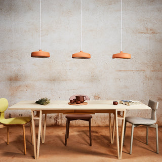 Flame Spanish handmade pendant lights, clay pendant lights By Pott from Davoluce Lighting. Terracotta pendant lights on display at Davoluce Lighting Showroom in Melbourne. Designed and made in Spain by Miguel Ángel García Belmonte.