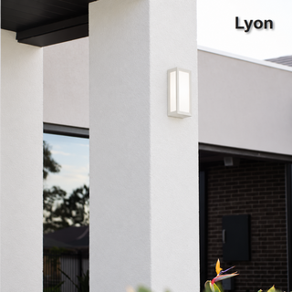 Cougar Lighting Lyon White wall light on front pillar