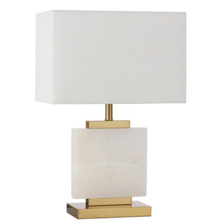 Dana table lamp by Telbix with white marble base and gold finish