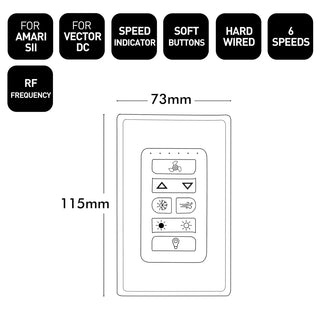 Technical dimensions of Brilliant DC fan wall controller