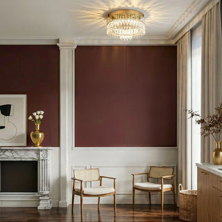 Erika gold crystal ceiling light living room installation modern luxury interior