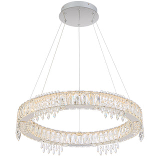 Erika 1 tier pendant light chrome finish close up crystal glass prism detail