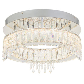 Erika chrome ceiling light close up crystal detail illuminated