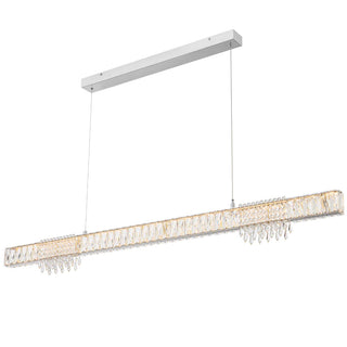 Erika linear crystal pendant chrome front view illuminated detail