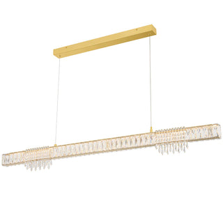 Erika linear crystal pendant gold finish luxury LED bar pendant light