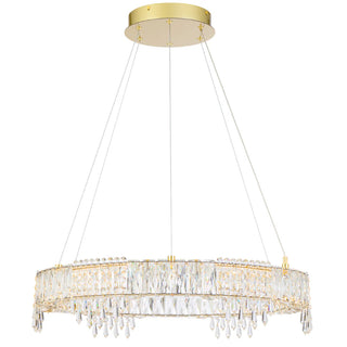 Erika crystal ring pendant light chrome finish contemporary LED chandelier style lighting