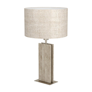 BELESAR Table Lamp – Travertine with Natural Fabric Shade