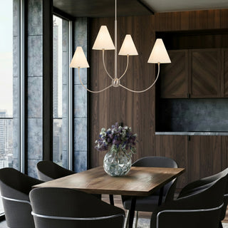 Telbix Farnix 4 chandelier pendant above a contemporary dining table