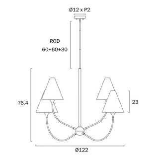 Farnix 4 pendant light dimensions and rod suspension details