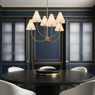 Farnix 6 chandelier pendant suspended above a luxury dining table