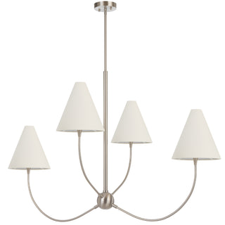 Farnix 4 pendant light in nickel matt finish with tapered fabric shades
