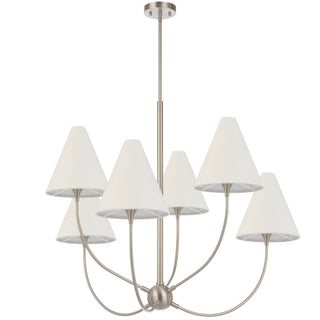 Farnix 6 pendant light in nickel matt finish with fabric shades
