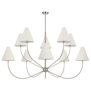 Telbix Farnix 10 chandelier pendant in nickel matt finish with tapered fabric shades
