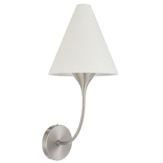 Farnix wall light in nickel matt finish with tapered fabric shade